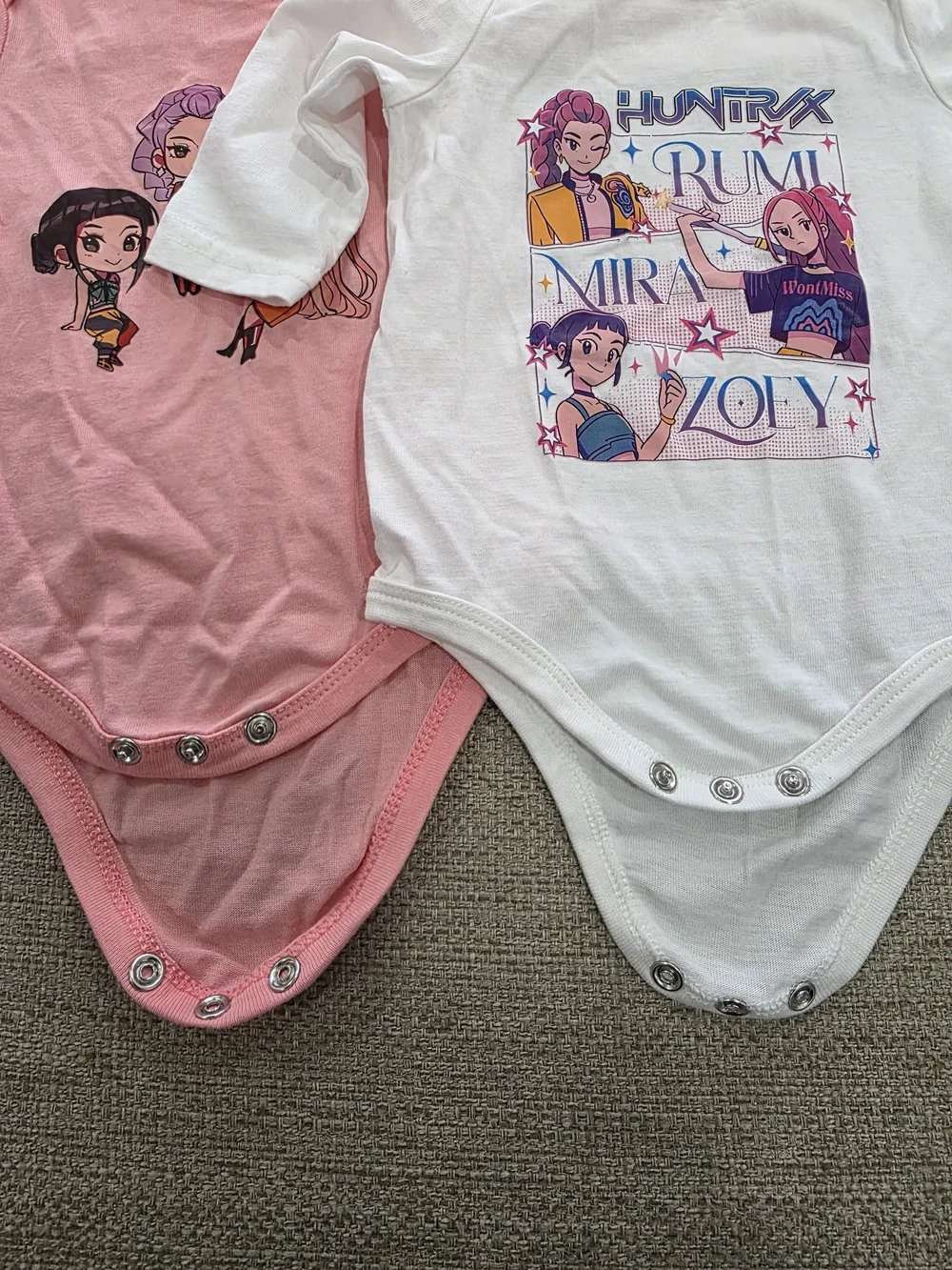 Kpop demon hunters Kids Long Sleeve  Bodysuits- Pink and White